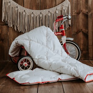 Baby CRIB DUVET and pillow handmade 100% alpaca wool HYPOALLERGENIC, red trimming image 6