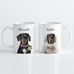 Wedding Mug &quot;Pawever in Love&quot; | Personalized Mug | Mr & Mrs | Engagement | Wedding Anniversary | Dog Dachshund Mug | Funny Gift