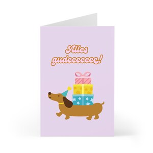 Geburtstagskarte "Happy Birthday" | Klappkarte mit Umschlag | Dackel mit Geschenketurm