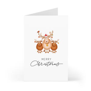 Weihnachtskarte "Merry Christmas" | Klappkarte mit Umschlag | Rentier