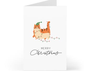 Carte de Noël "Joyeux Noël" | Carte pliante avec enveloppe | Chat