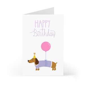 Geburtstagskarte "Happy Birthday" | Klappkarte mit Umschlag | Dackel mit Luftballon