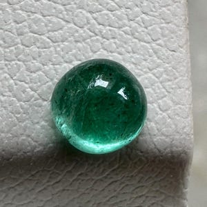 4mm Clean With Bluish Green Round Zambian Emerald Cabochon 0.33ct, Loose Gemstone, Engagement Ring Stone, Jewelry Making Gift