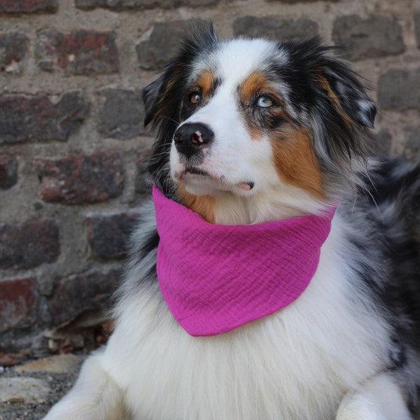 Musselin Hundehalstuch pink | Personalisiert | Name | rosa | Hund | Bandana | weich