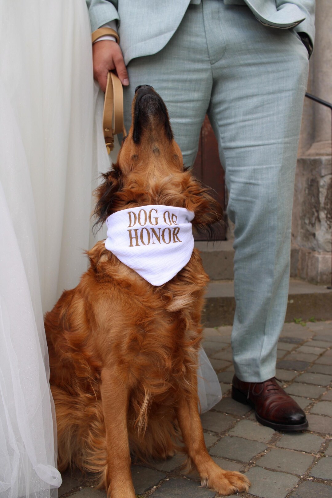 Hund Bandana Hochzeit - Weißes Blumen-Halstuch Für Hunde, 70x34 Cm, Aus Weichem Polyester