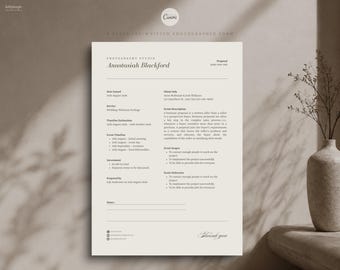 Photographer Form Template Bundle: Client Contract, Invoice, Proposal (Canva), Wedding Photography Business