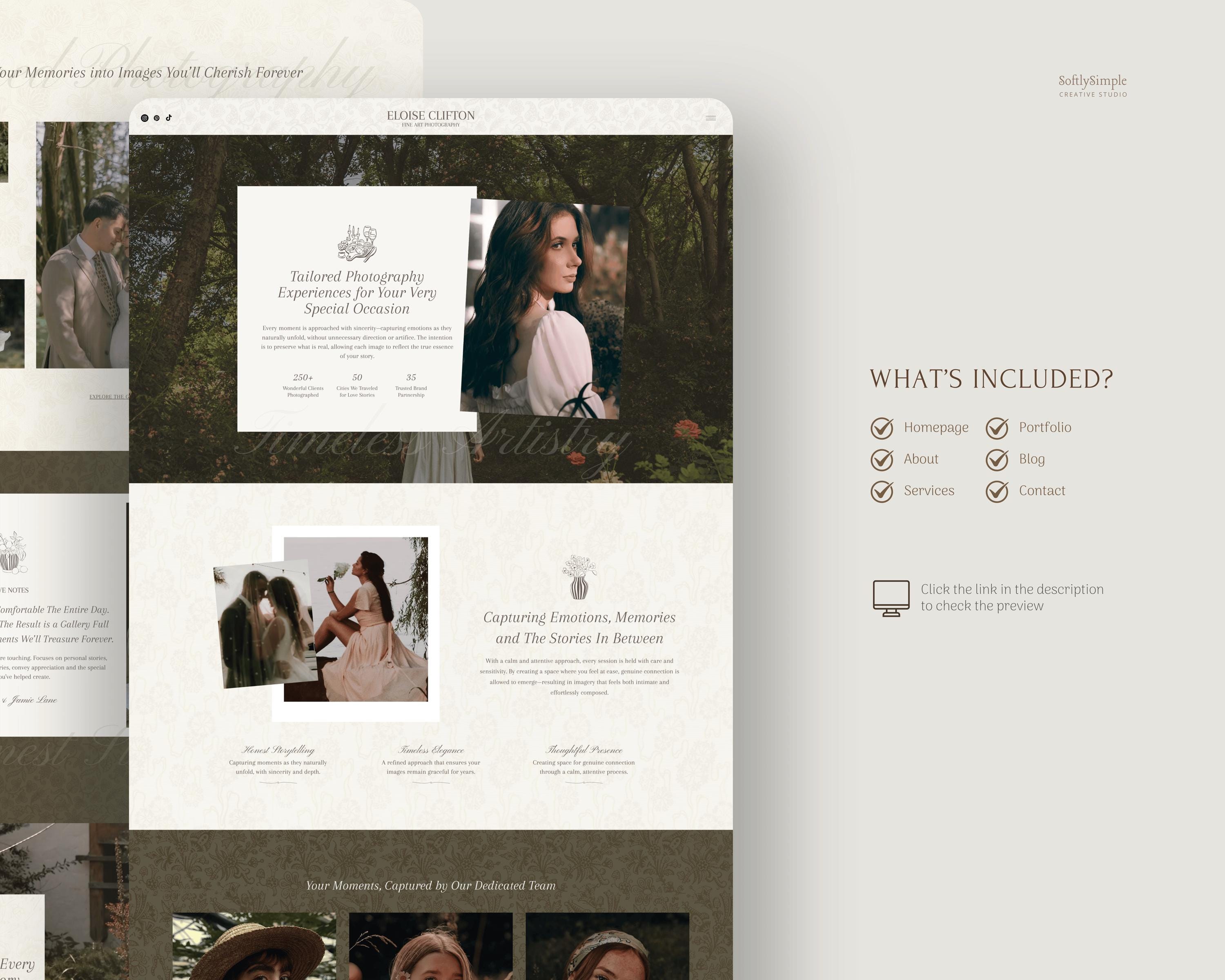 Eloise - Photographer Website Template, Minimalist Wix Studio Design ...