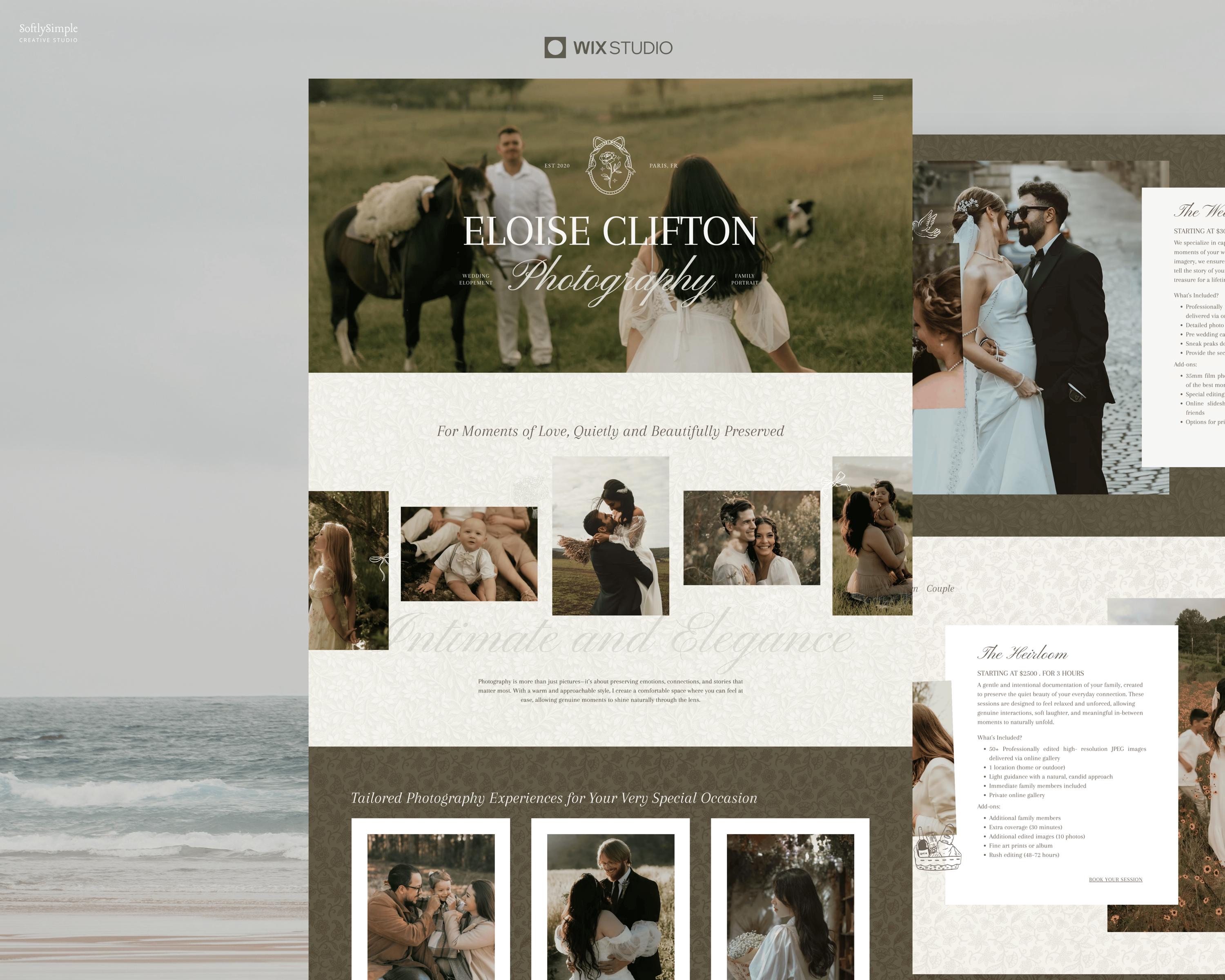 Eloise - Photographer Website Template, Minimalist Wix Studio Design ...