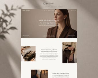 Jasmine - Wix Website Template, Minimalist Design for Business Coaches, Social Media Manager Portfolio (Wix Studio)