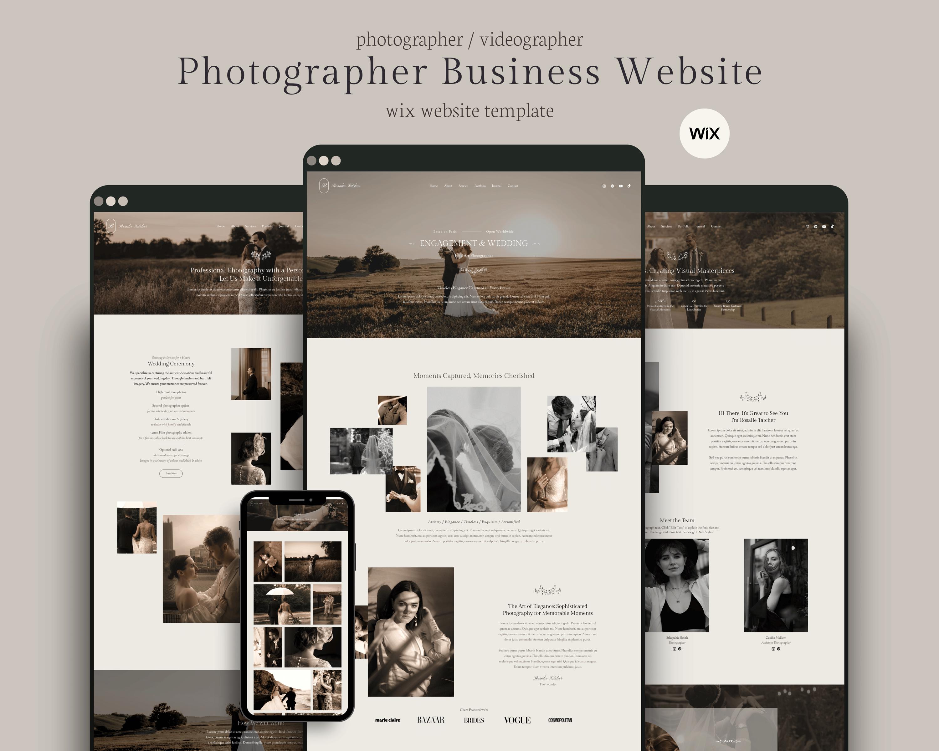Rosalie - Wix Website Template for Photographer Videographer ...