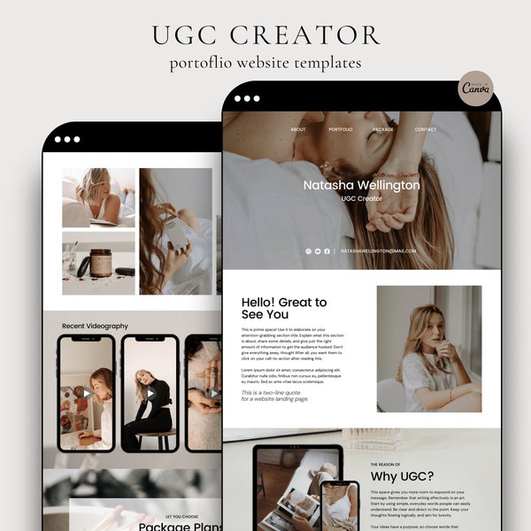 UGC Portfolio Website Template | UGC Media Kit | Creator Portfolio | Content Creator Kit | UGC Landing Page | Canva Website Template