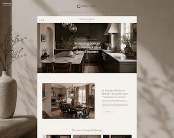 Daphne - Sitio web de estudio Wix de diseño de interiores, plantilla editorial moderna para diseñadores de lujo, portafolio de diseño de interiores y arquitectura