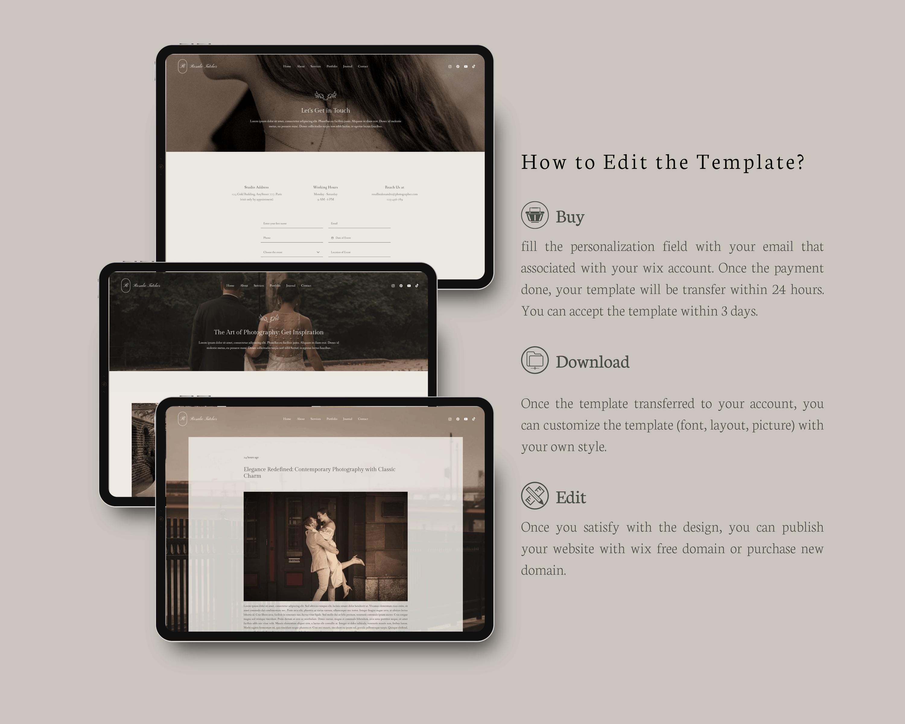 Rosalie - Wix Website Template for Photographer Videographer ...