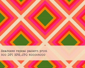 Retro inspired, colorful, squares, repeat pattern print background, for fabrics, and, paper, wallpaper, and more