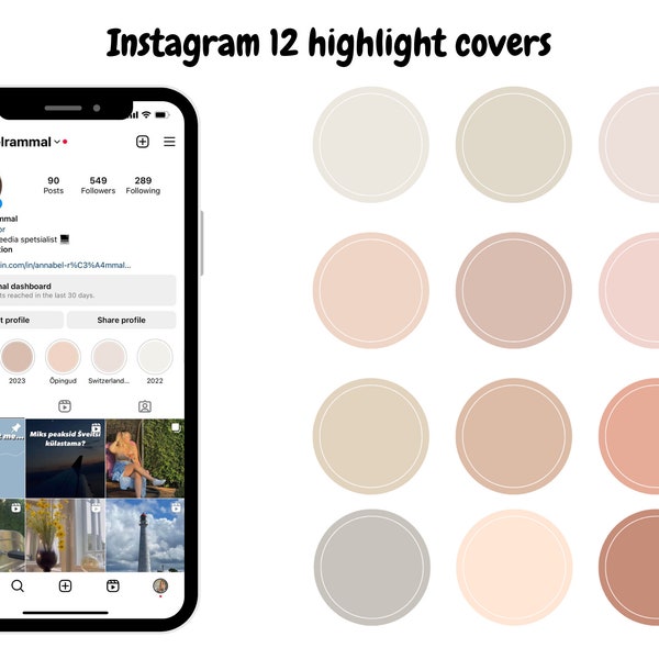 Neutral aesthetic highlight covers for Instagram. Story covers. Highlight covers. Minimal tan colors.