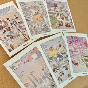 Papeterie illustrée Tozi, cartes postales, Illustration d'animaux, Japon, Illustration de nourriture, Décoration d'intérieur, Cadeau, porte-clés