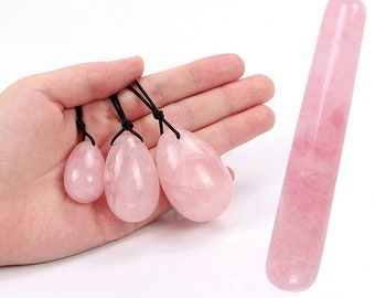Rose Quartz Stone  Eggs Vaginal Massage Ball Set Rose Quartz Natural Jade Muscle Tightening Care Vaginal Beauty Massager Tool