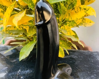 Natural black obsidian massage wand self love healing crystal wand /Home Decor statue/festival gift/Anniversary Gift /Unique gift