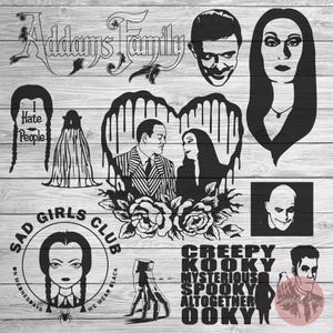 La familia Addams SVG / Bad Girls Cub svg / Miércoles Addams svg / Mortia Svg / Cousin It svg / Tío Fester svg / Disfraz de Halloween grupal svg /