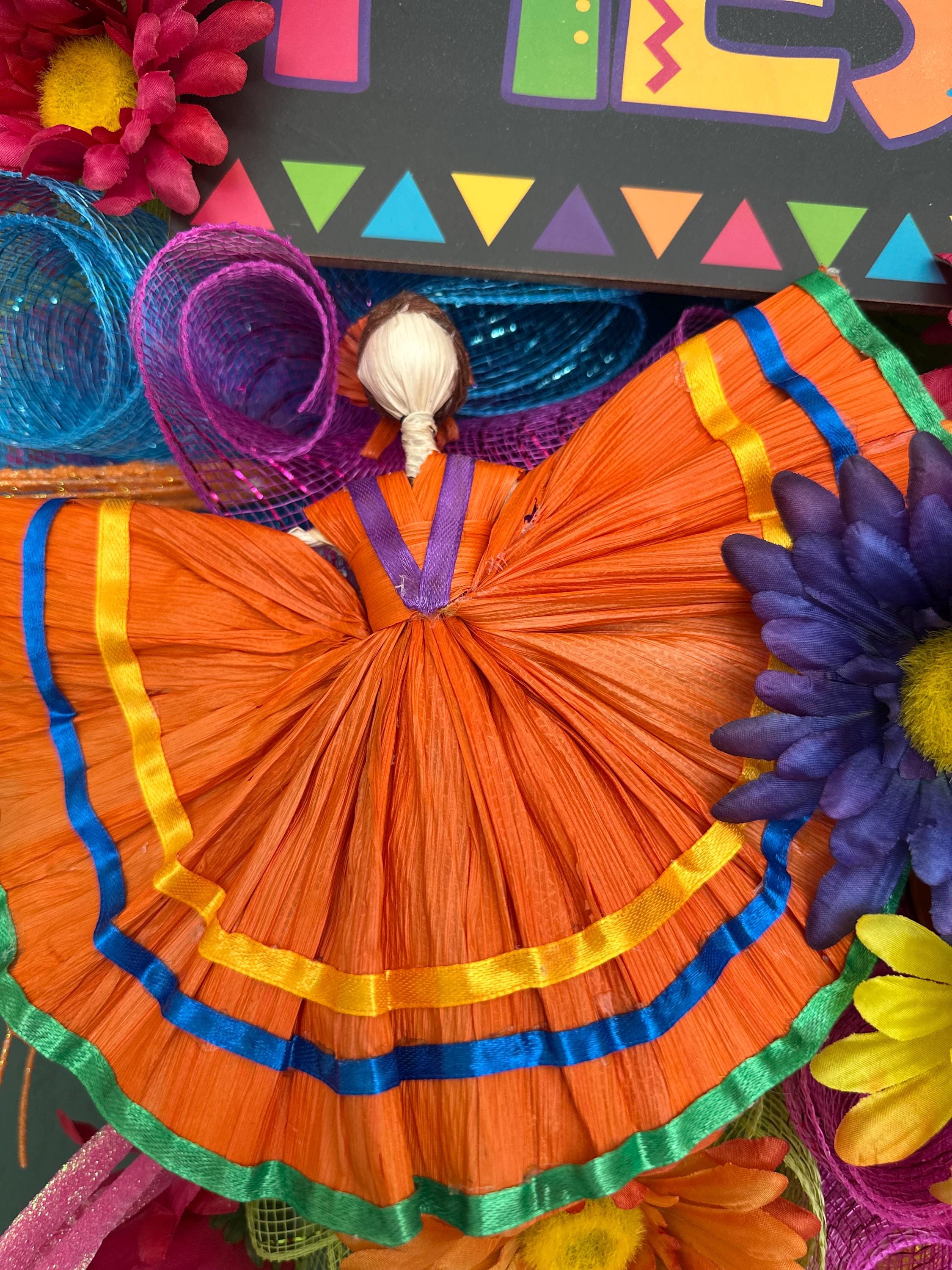 Fiesta Wreath | Colorful Daisies, Festive Ribbon, Mexican Decor - Etsy