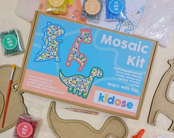 Make a Mosaic Dinosaur Kit | DIY Mosaic Set for Kids | Dinosaur Mosaic Craft Set for Kids | STEM Activity | Set for Kids | Homeschool Gift |