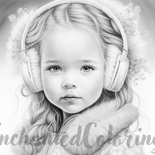 Winter Girl Realistic Portrait Coloring Page Printable - Etsy