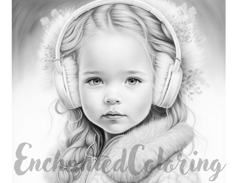 Winter Baby Girl With Earmuffs Coloring Page Printable Etsy