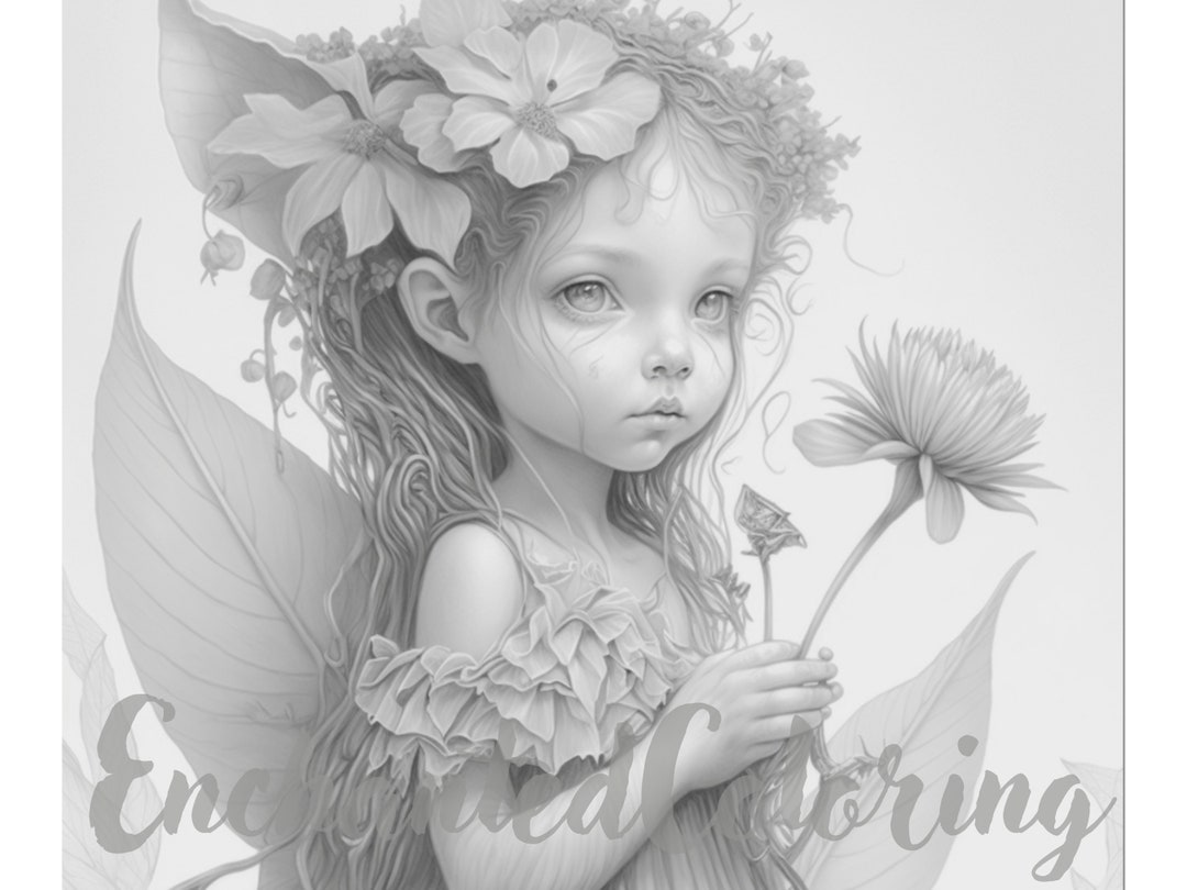 Fairy Babygirl Coloring Page Printable Adult Coloring - Etsy