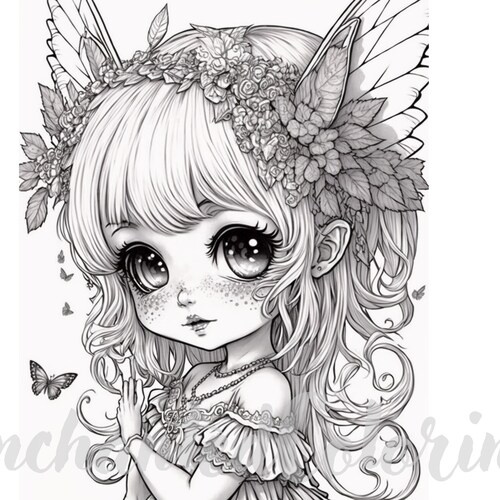 Kawaii Chibi Fairy Coloring Page Printable Adult Coloring - Etsy Kawaii Chibi Fairy Coloring Page Printable Adult Coloring - Etsy