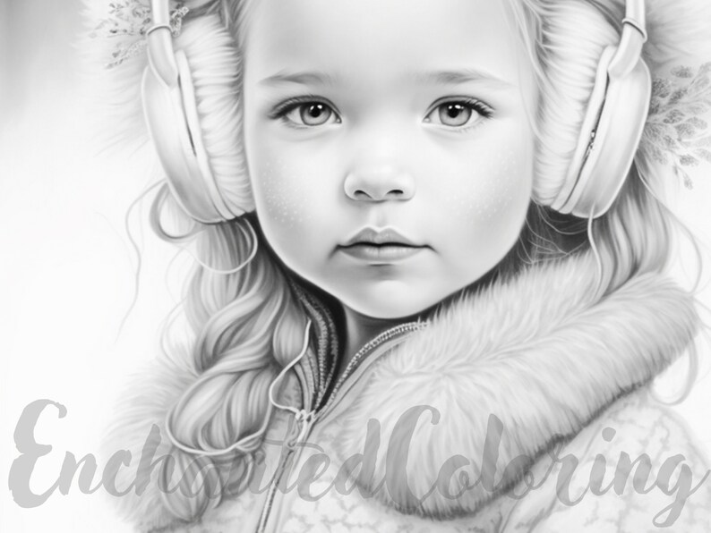 Winter Baby Girl With Earmuffs Coloring Page Printable - Etsy