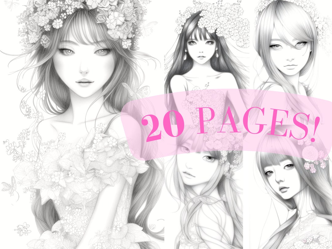 20 Awesome Asian Women Anime Coloring Page Printable PDF - Etsy
