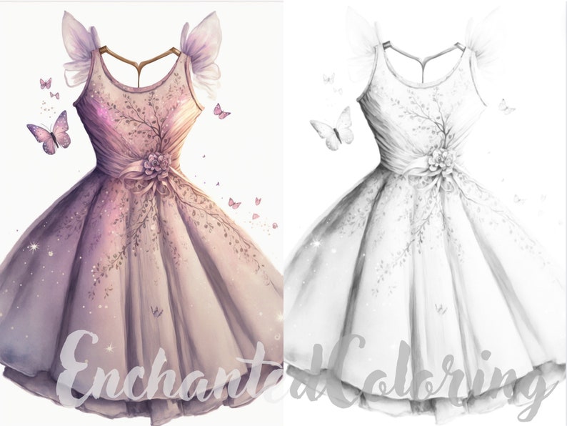 10 Fairy Fashion Dresses Coloring Pages Printable PDF Coloring - Etsy