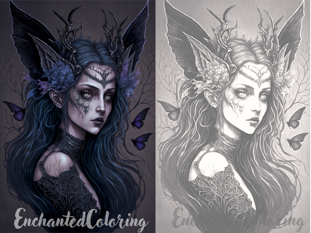 Free Printable Gothic Fairy Coloring Pages