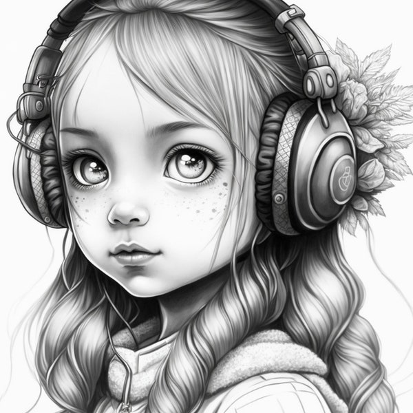 Greyscale Anime Coloring Pages Etsy