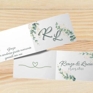 Bigliettino Bomboniera Matrimonio Eucalipto - Modello Canva Personalizzabile