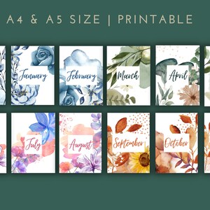 Printable Monthly Planner Covers. Watercolor Monthly Cover Pages ...