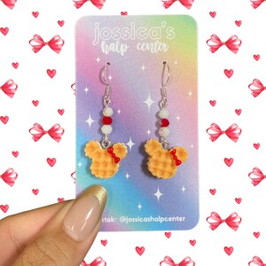 Ice cream waffle sandwich mouse dangle earrings