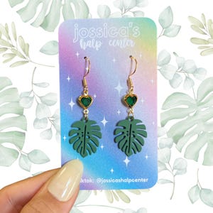 monstera dangle earrings