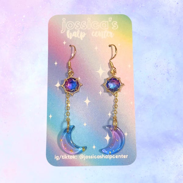 Pendientes colgantes de luna celestial