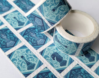 Chess Pieces Stamp Washi Tape - Blue Decorative Tape Stickers for Journals, Scrapbooking Stationery