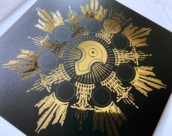 Final Fantasy XIV Gold Foil Art Print - Azem Crystal Summoning Circle - FFXIV Metallic Art Print