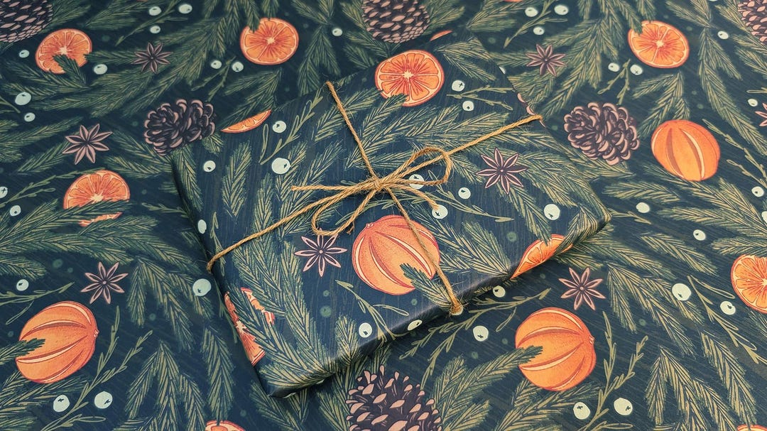 Recycled Christmas Wrapping Paper & Gift Tags - Festive Fruits ...