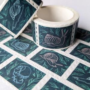 Schneckengarten Stempel Washi Tape - Dekoratives Klebeband Aufkleber für Journals, Scrapbooking, Schreibwaren