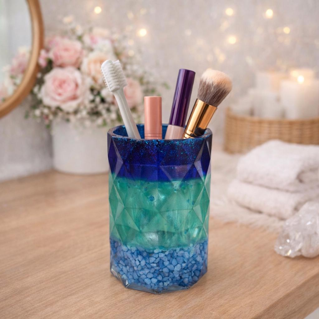 Make-up Organizer 2er Set Pinsel Aufbewahrung Krbe Boho Deko 10x10 Cm -  Schminktisch Organizer Braun Wei