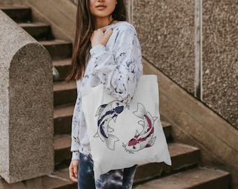 Sac fourre-tout carpe Koi/sac fourre-tout esthétique/sac fourre-tout artsy/sac fourre-tout artistique/fourre-tout esthétique/sac en toile/impression carpe Koi/affiche carpe Koi