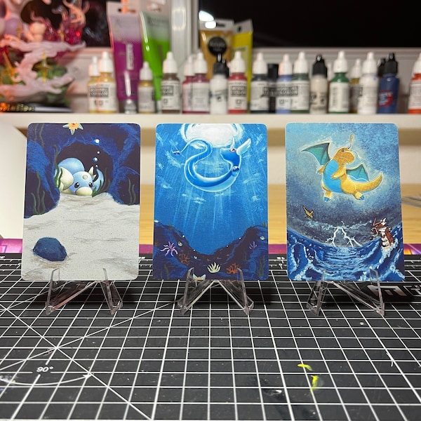 Handbemalte Pokemon Karten Dratini, Dragonair & Dragonite Set Print