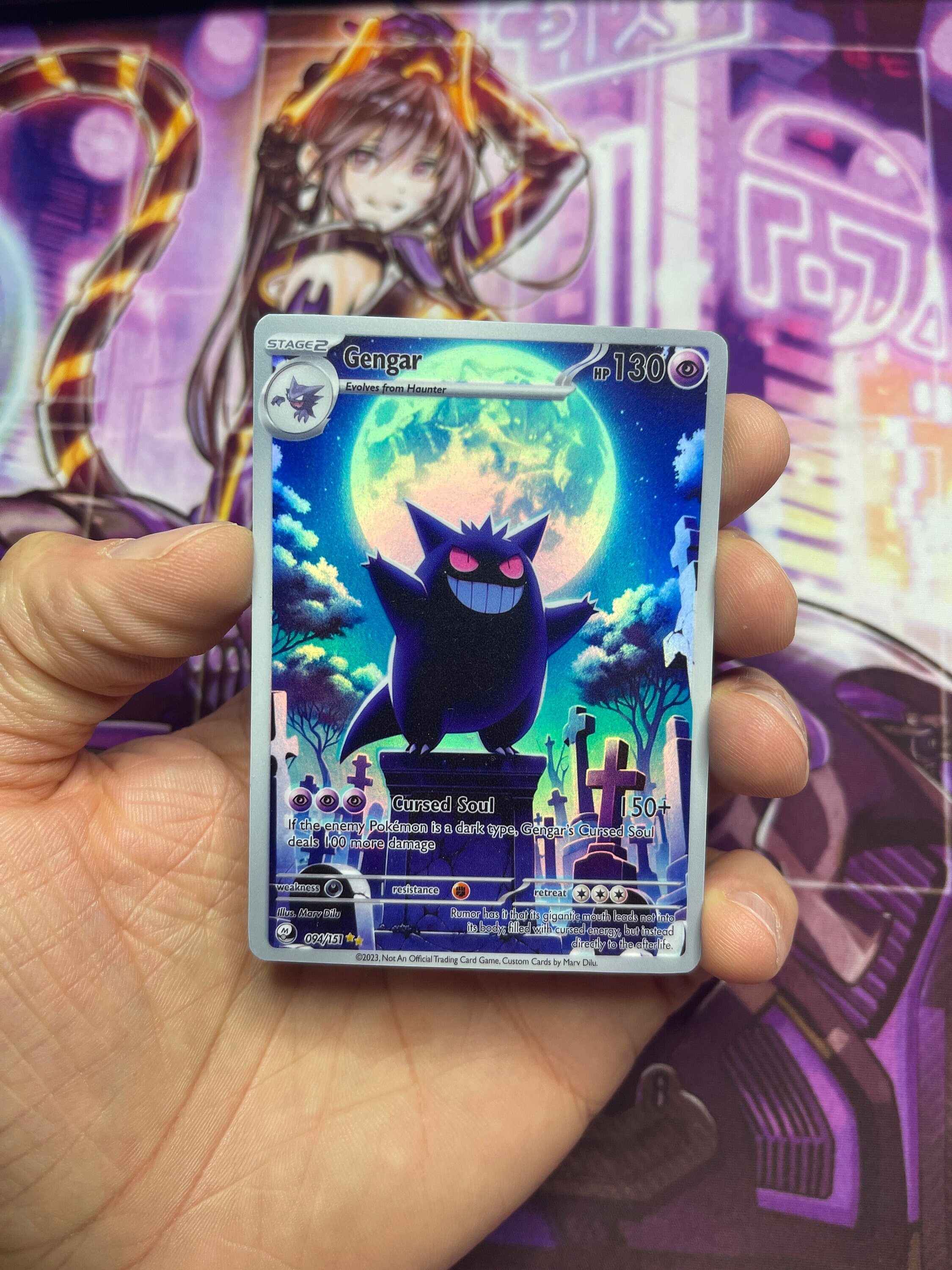 Gengar and he's bros Pikachu ash Vmax gaming shining gx ex m mega ultra  pokemon gx ex card custom holographic ancient full art v vmax