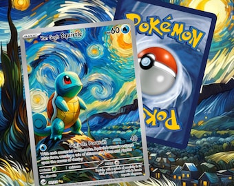 Custom Pokemon Card Squirtle Portrait Van Gogh