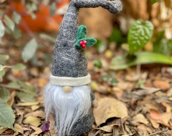 Felted Gnome| Grey Bearded Gnome| Home Decor| Handmade Felt Gnome| Whimsical Adorable Unique Home Decor and Gift Idea