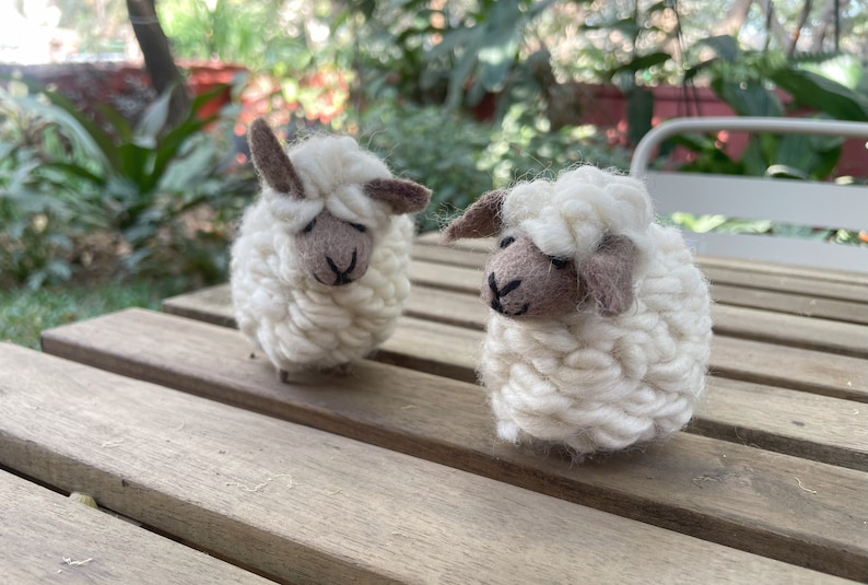 Felt Sheep Toy, Felted White Sheep, Felt Farm Animal, Animal Lover Gift, Cute Home Decor, Quirky Gifting, Handmade image 1